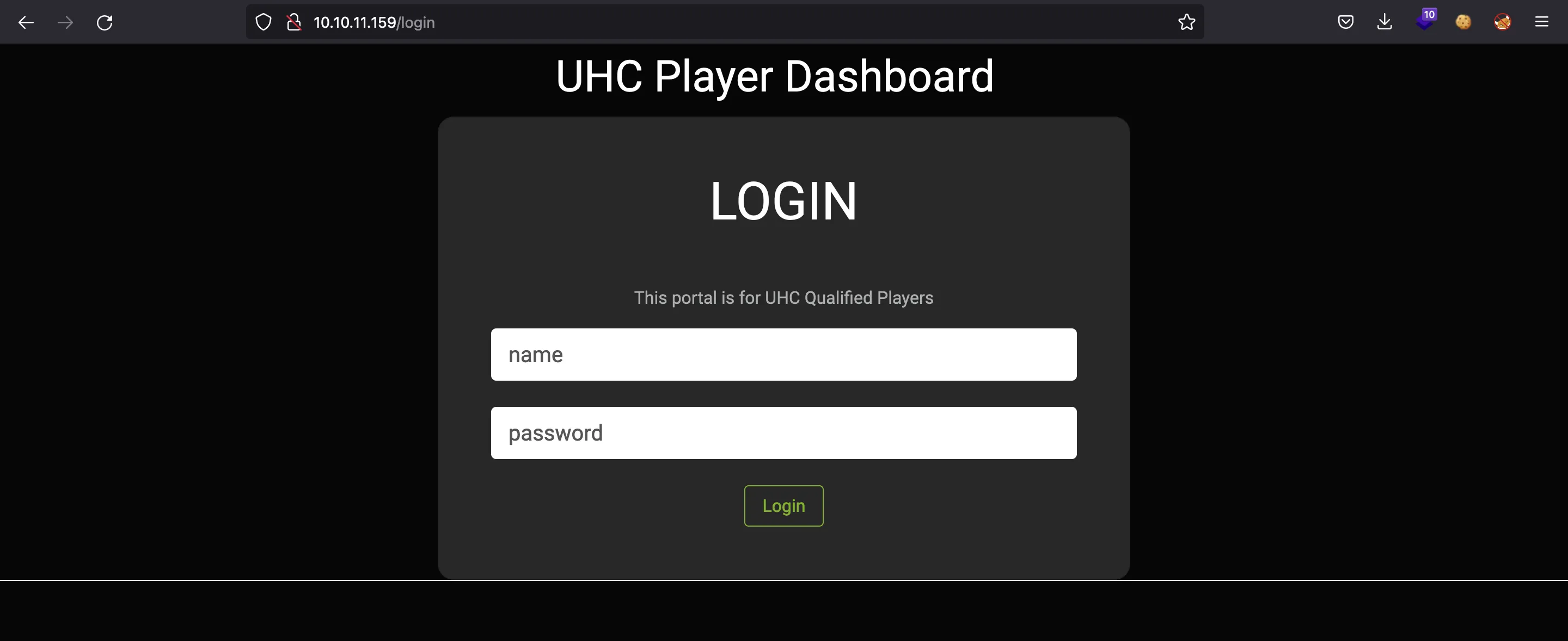 Altered login