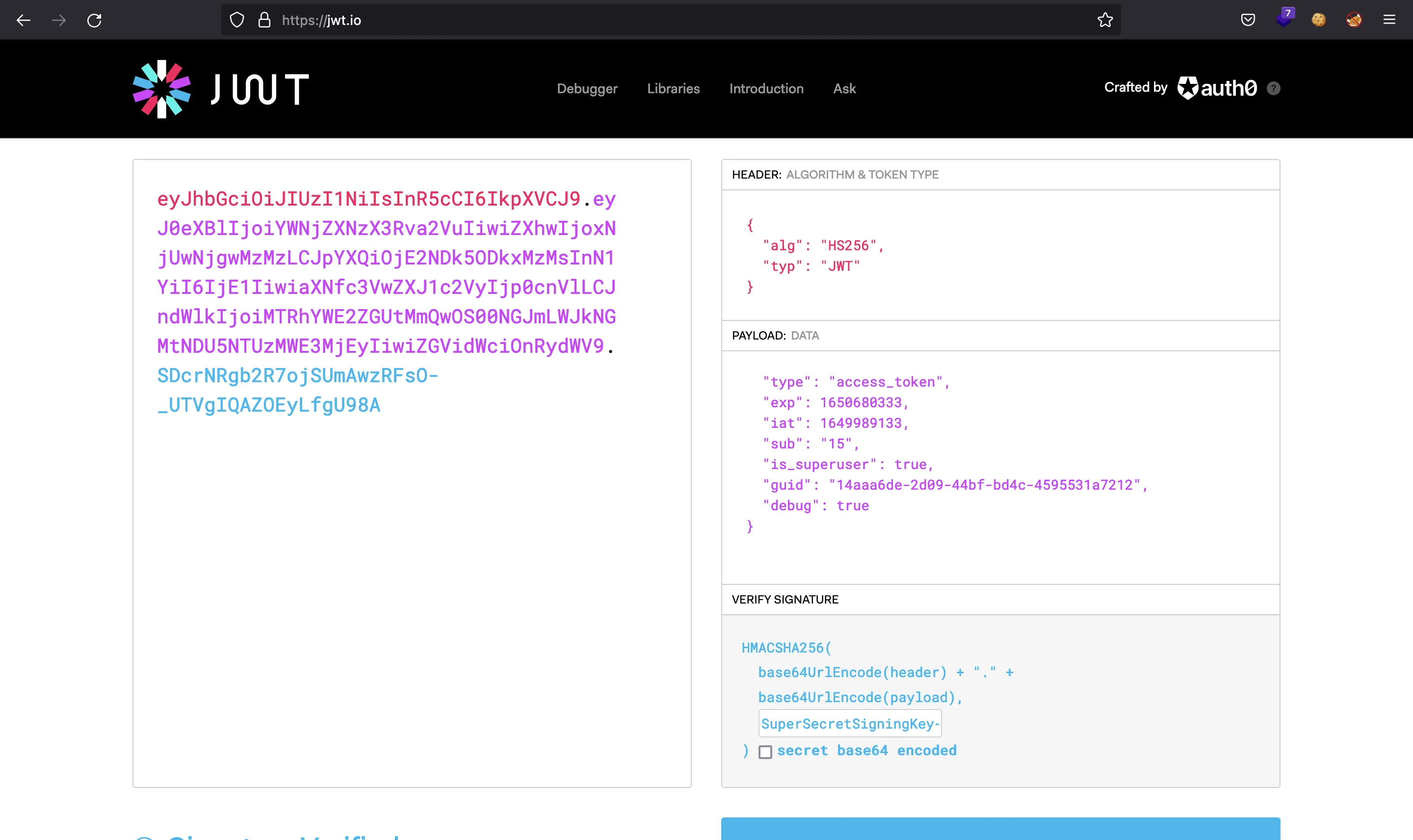 Backend JWT debug