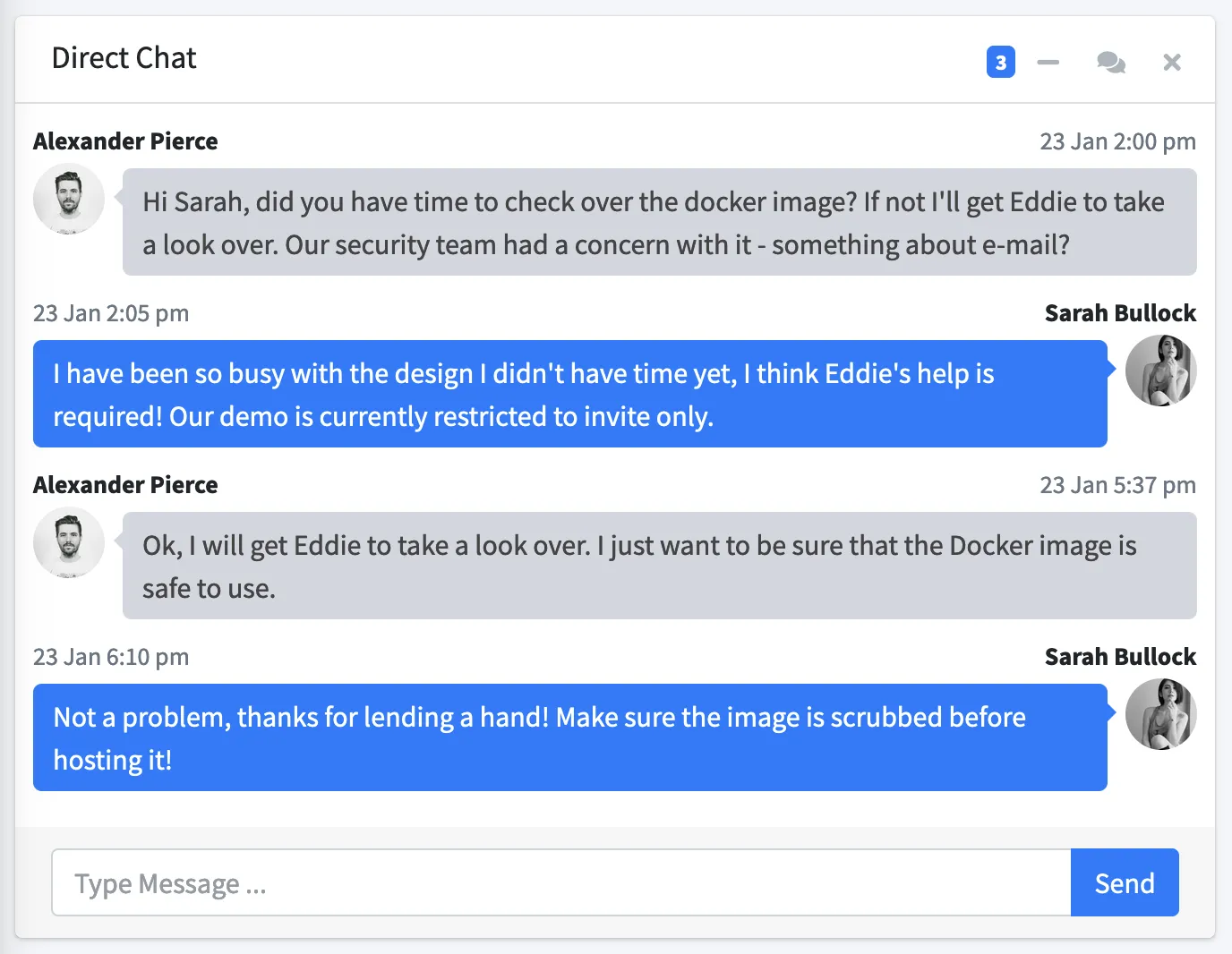 Bolt AdminLTE 3 direct chat