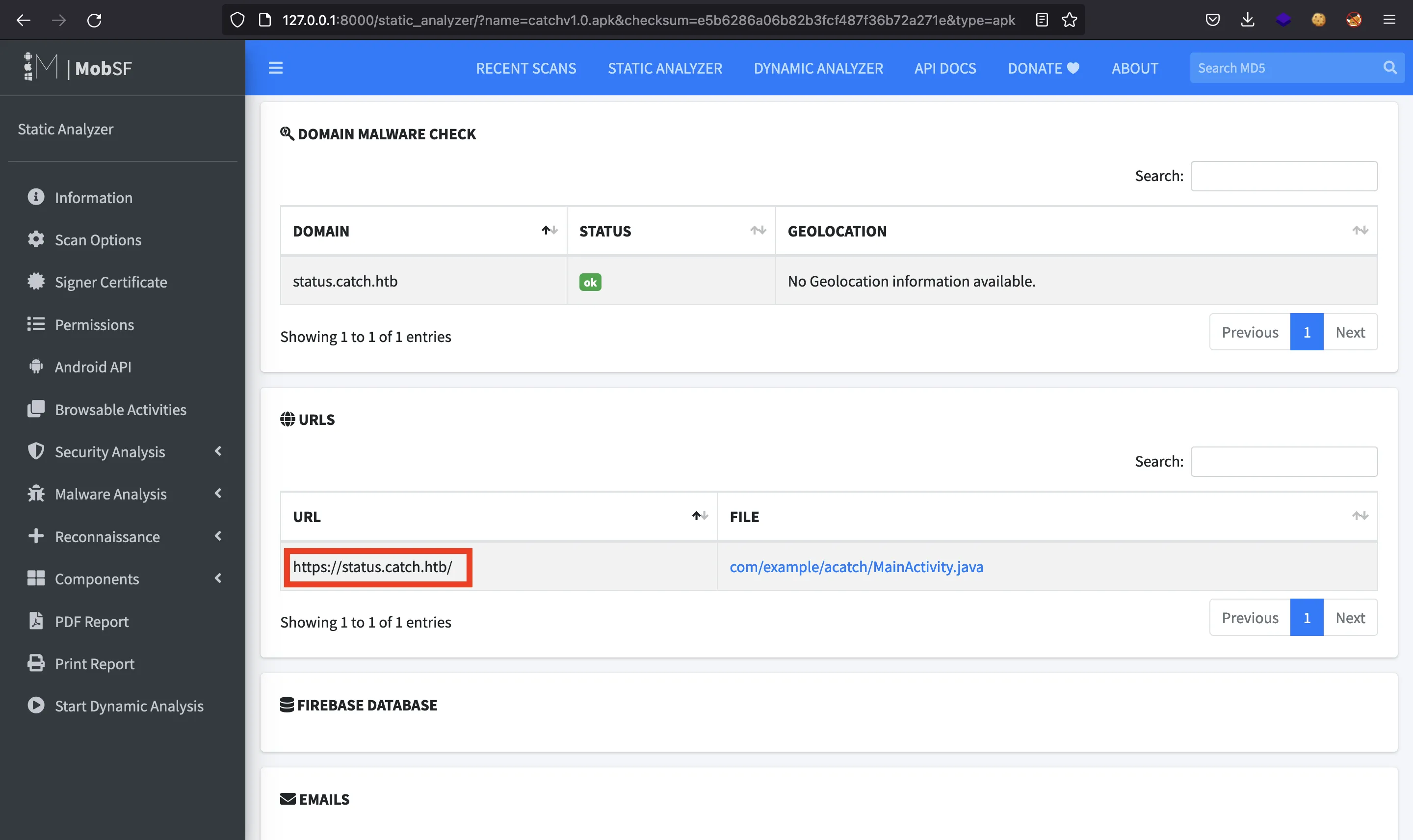 Catch MobSF subdomain