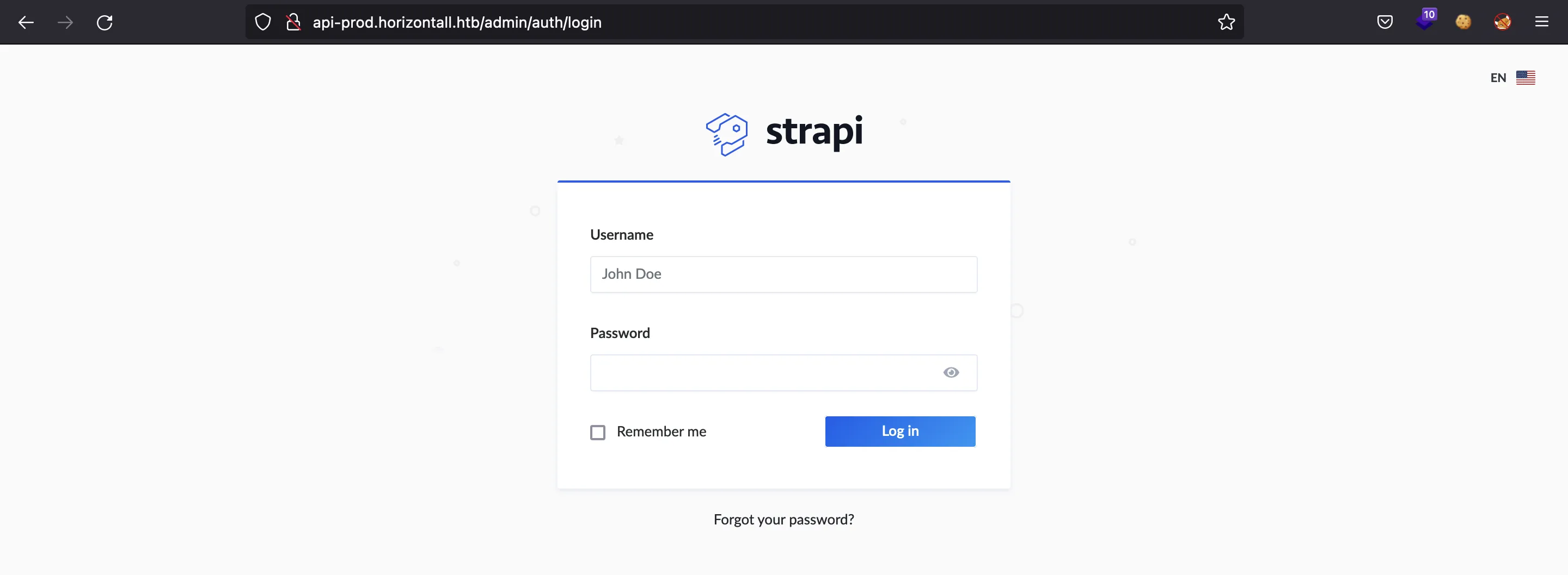 Horizontall Strapi login