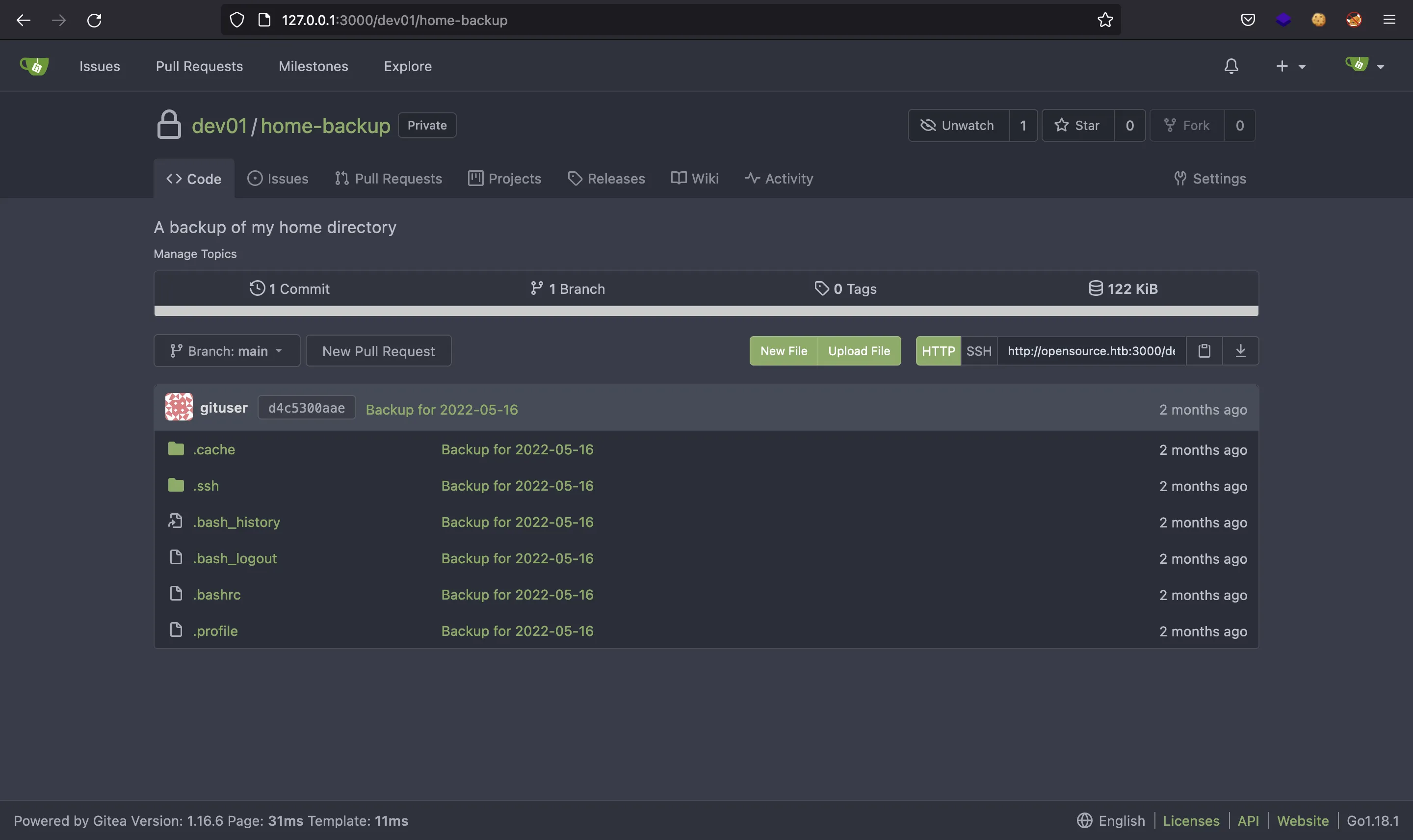 Opensource Gitea home-backup