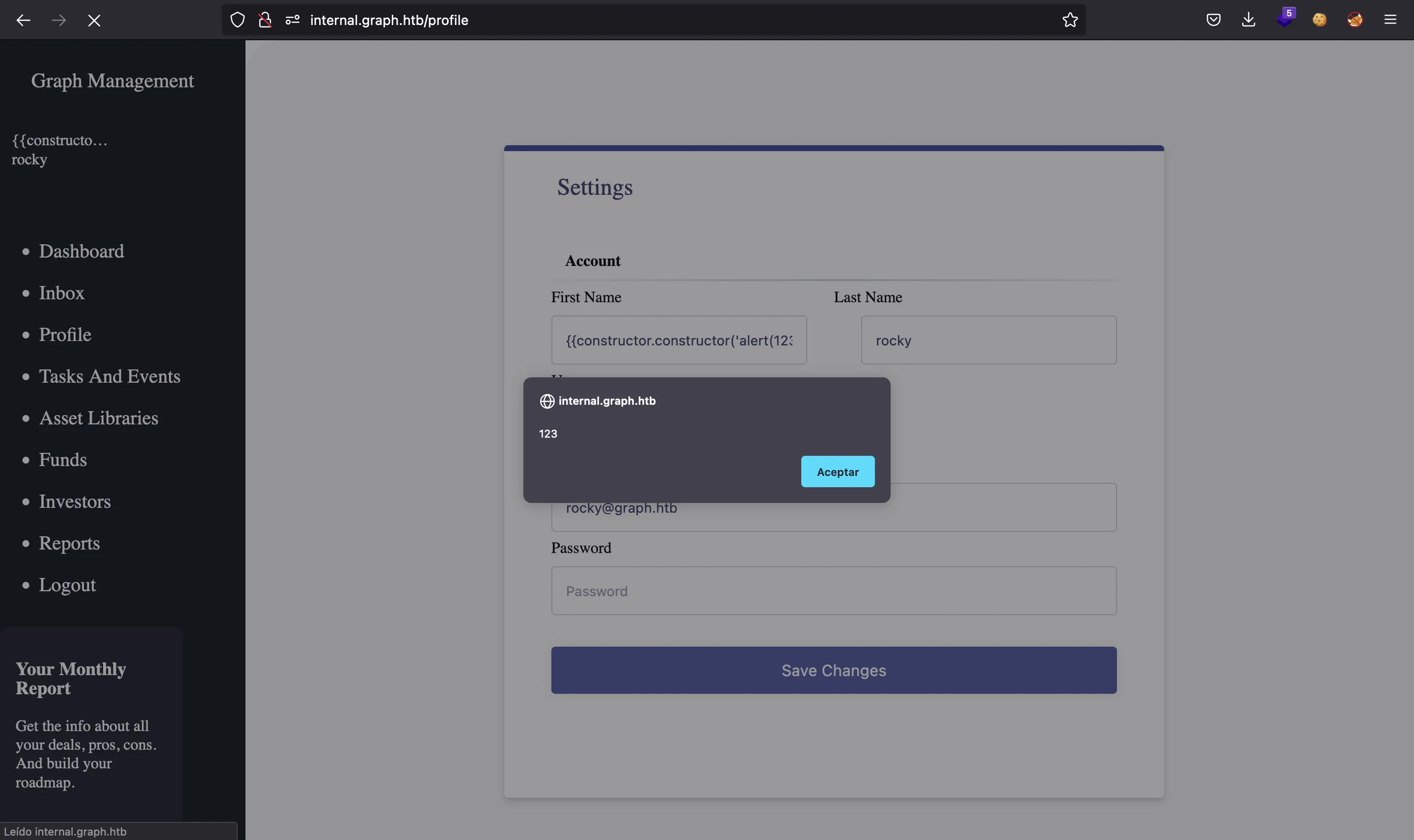 OverGraph internal dashboard XSS