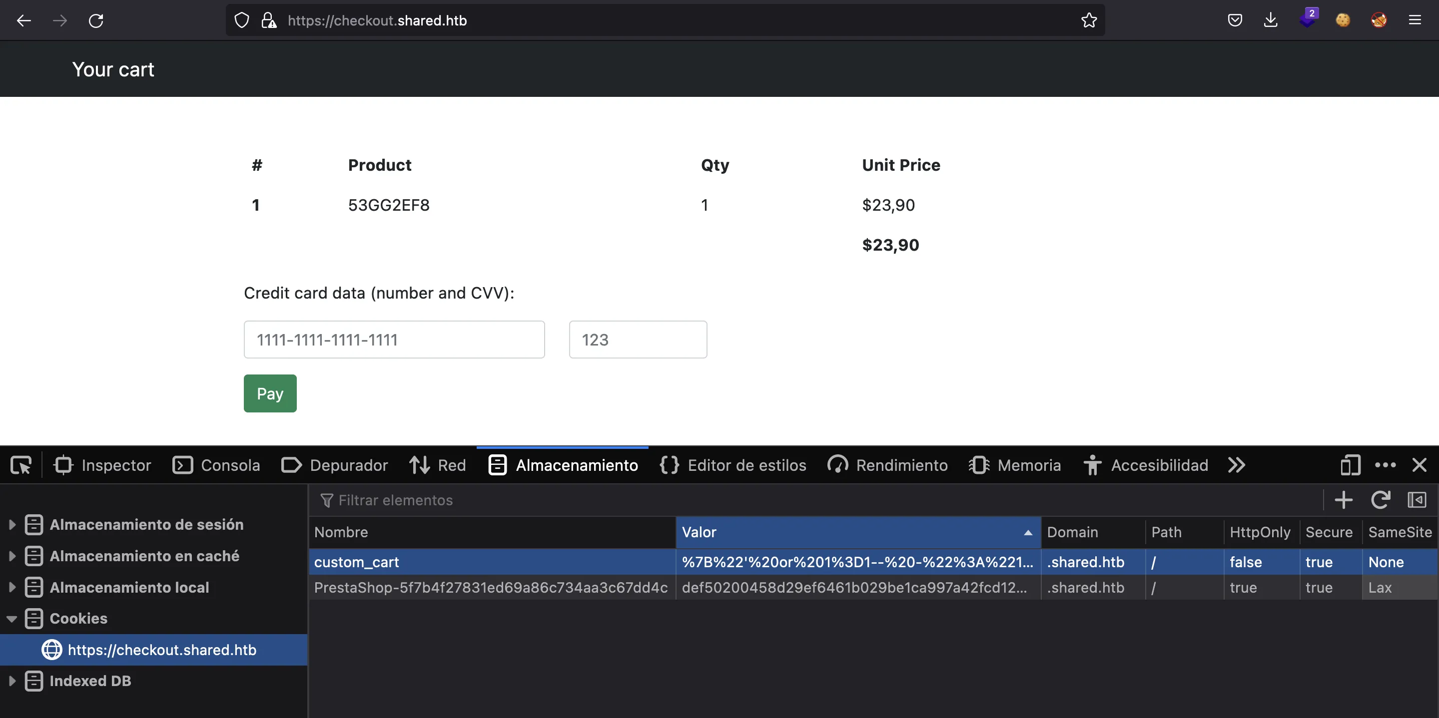 Shared item sqli