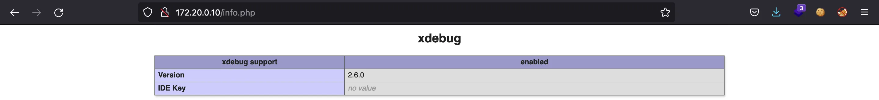 Static web internal xdebug