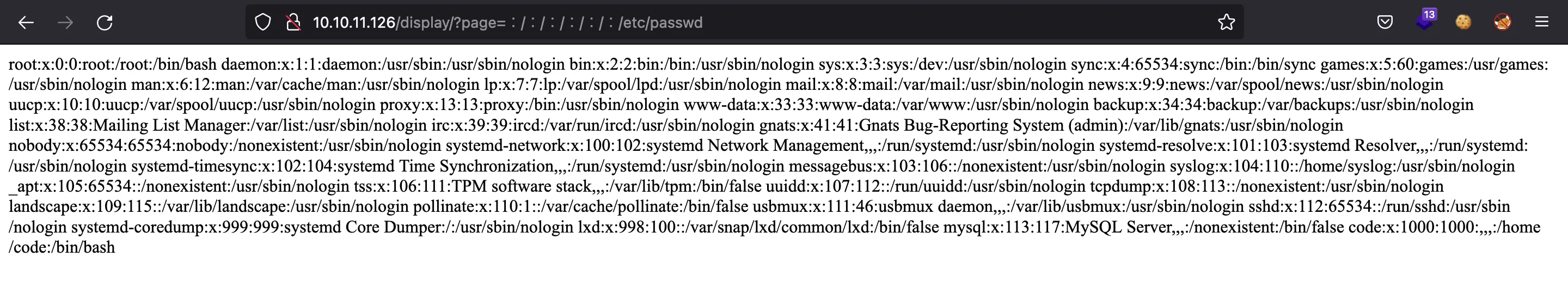 Unicode DPT /etc/passwd